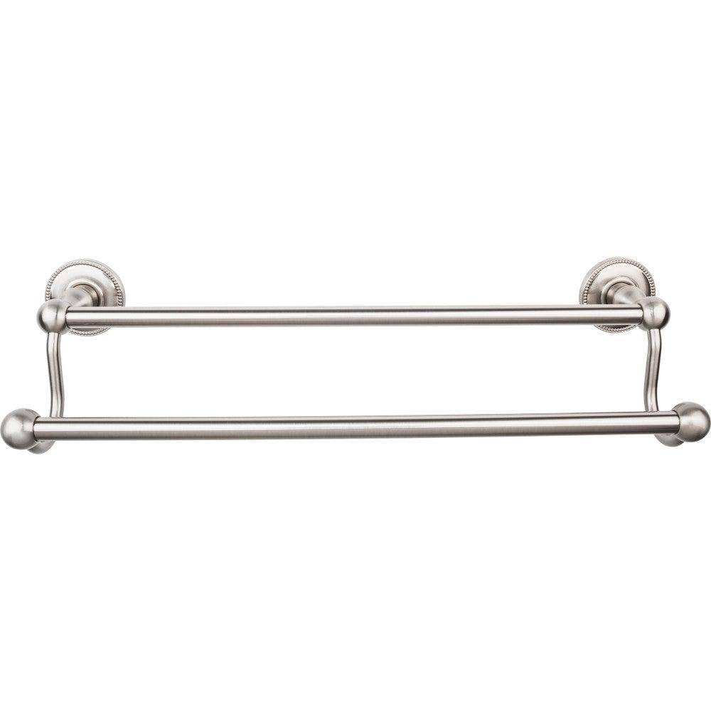 Edwardian Bath 18" Double Towel Rod - Beaded Backplate - Brushed Satin Nickel - New York Hardware