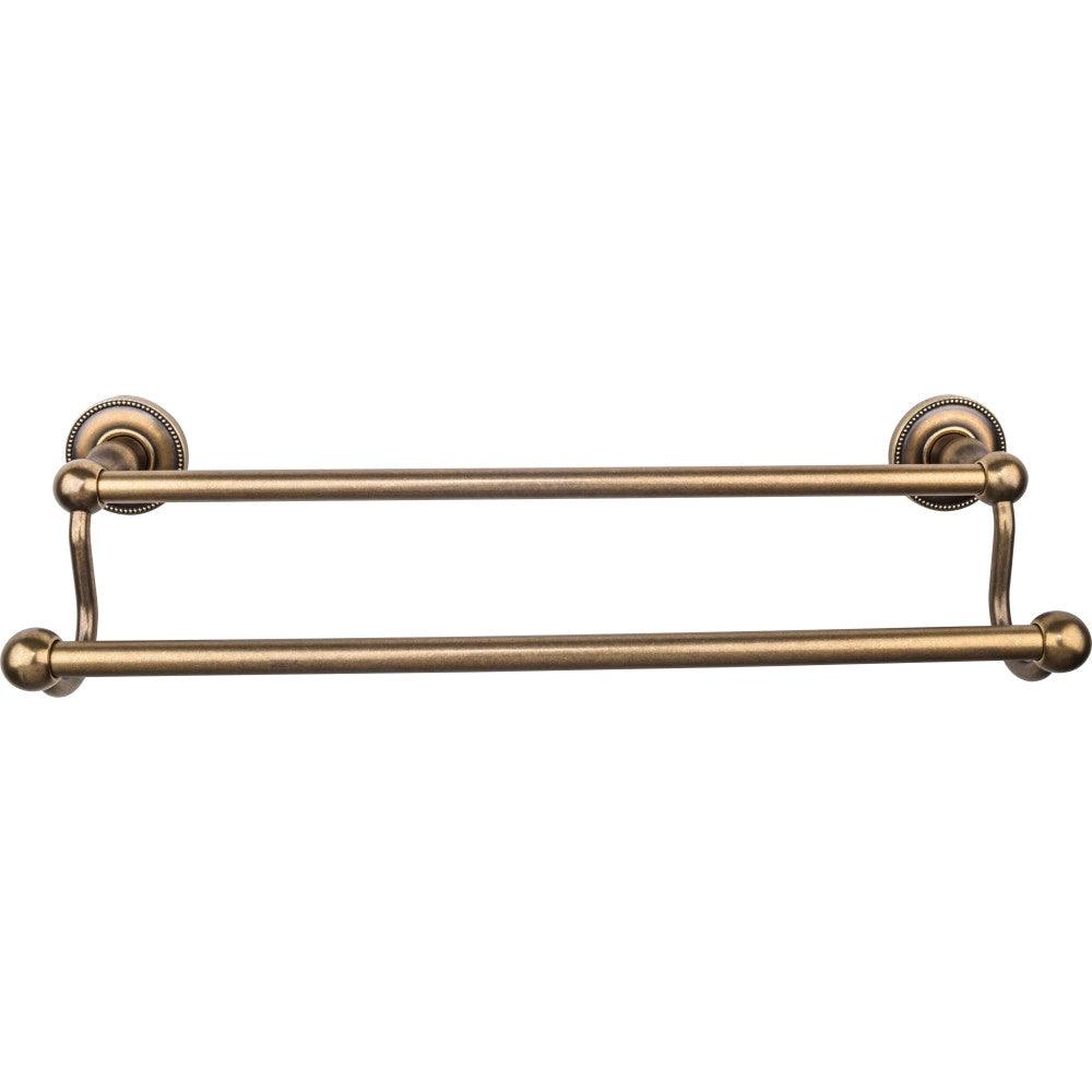 Edwardian Bath 18" Double Towel Rod - Beaded Backplate - German Bronze - New York Hardware