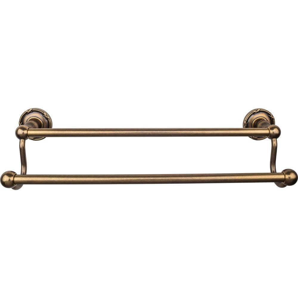 Edwardian Bath 18" Double Towel Rod - Ribbon Backplate - German Bronze - New York Hardware