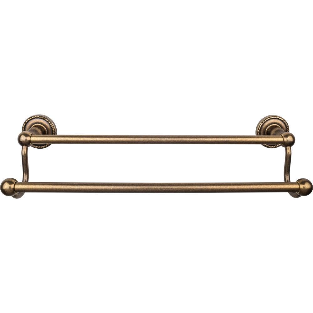 Edwardian Bath 18" Double Towel Rod - Rope Backplate - German Bronze - New York Hardware