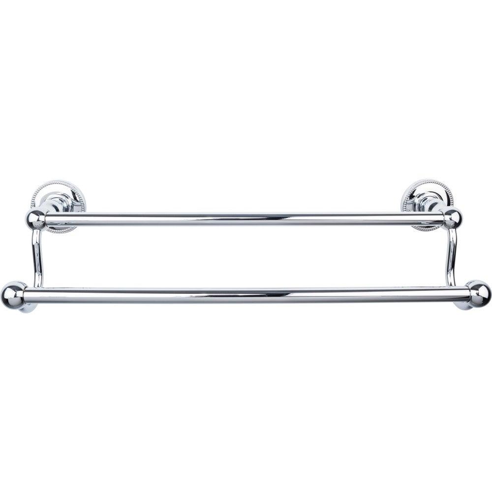 Edwardian Bath 18" Double Towel Rod - Beaded Backplate - Polished Chrome - New York Hardware