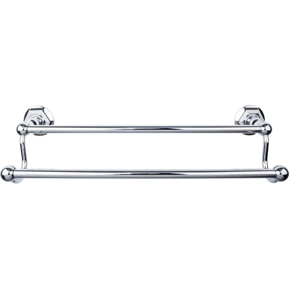 Edwardian Bath 18" Double Towel Rod - Hex Backplate - Polished Chrome - New York Hardware