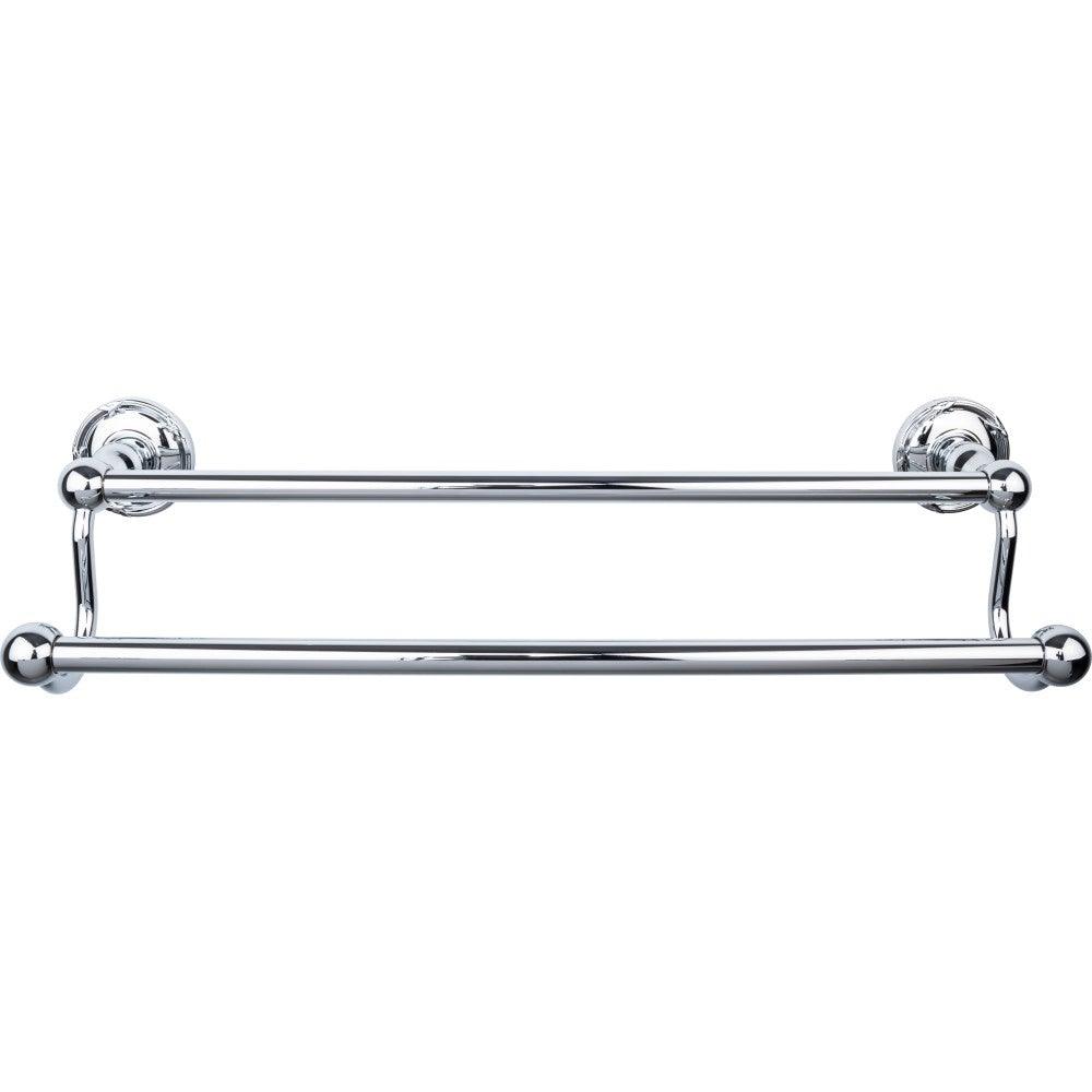 Edwardian Bath 18" Double Towel Rod - Ribbon Backplate - Polished Chrome - New York Hardware