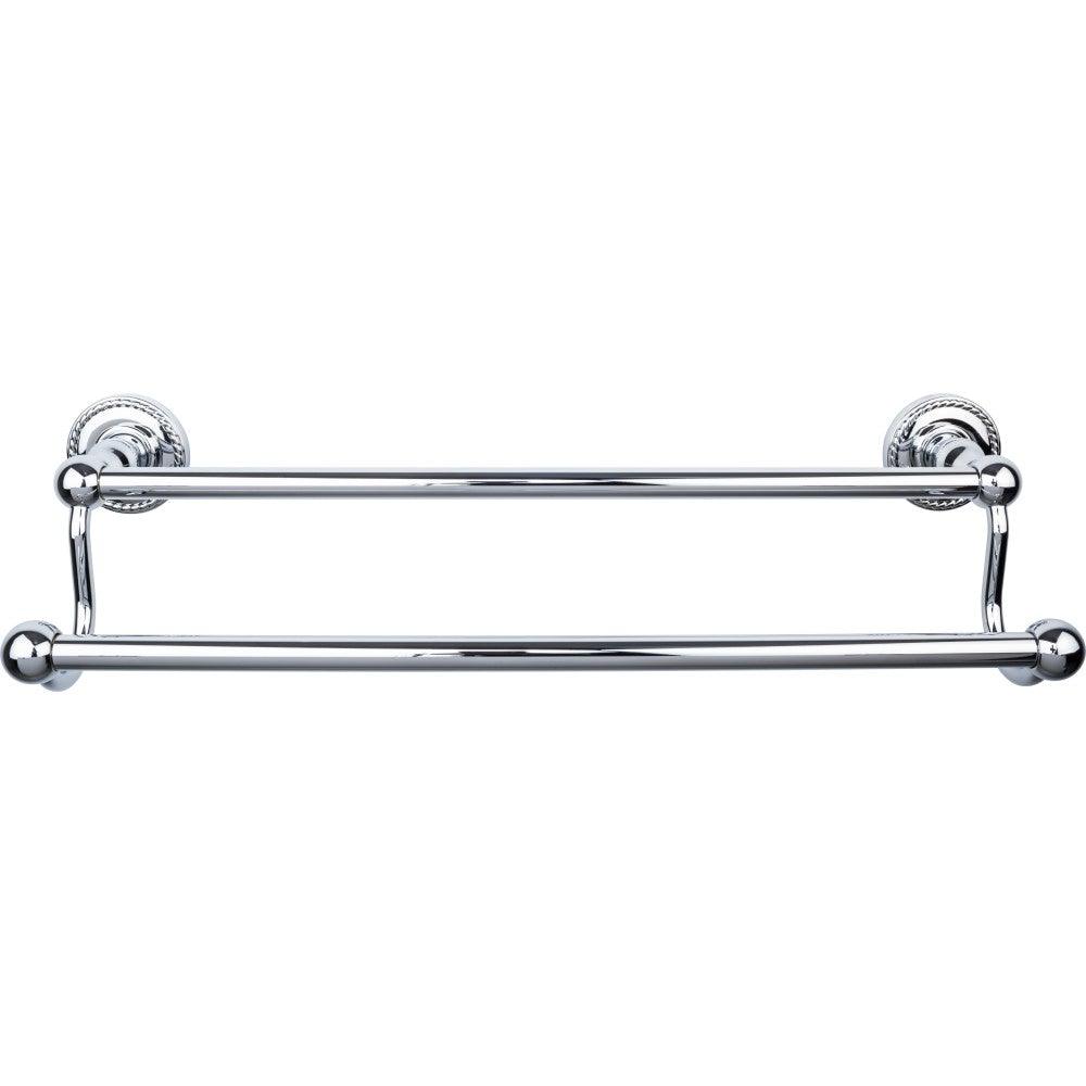 Edwardian Bath 18" Double Towel Rod - Rope Backplate - Polished Chrome - New York Hardware