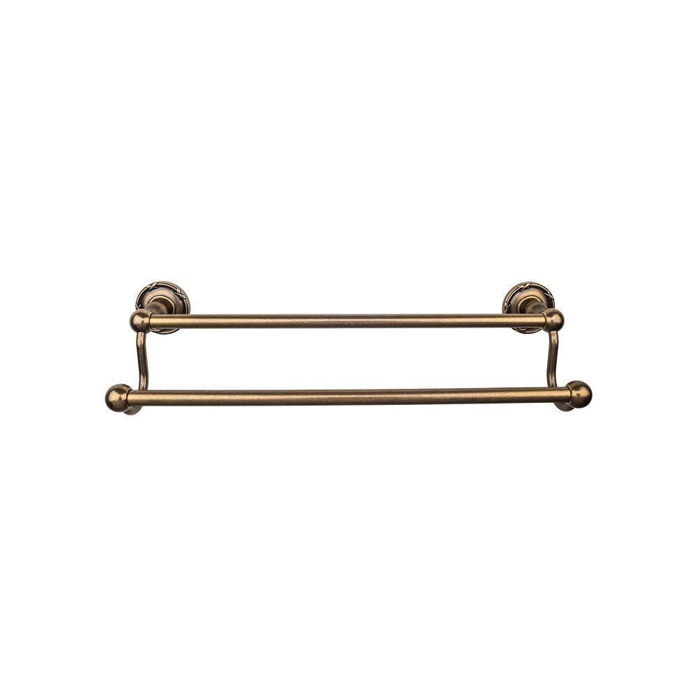 Edwardian Bath 24" Double Towel Rod - Ribbon Backplate - German Bronze - New York Hardware