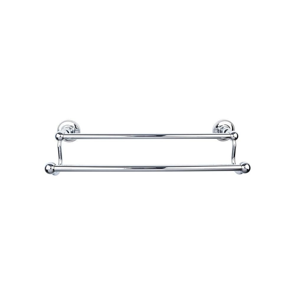 Edwardian Bath 24" Double Towel Rod - Beaded Backplate - Polished Chrome - New York Hardware
