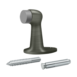 Long Solid Brass Floor Door Bumper by Deltana -  - Antique Nickel - New York Hardware