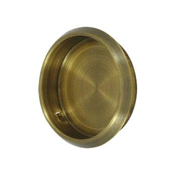 Round Flush Pull, 2 1/8" - Antique Brass - New York Hardware Online