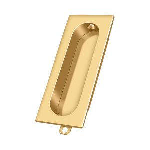 Rectangle Flush Pull w/ Oblong Cut Out by Deltana -  - PVD Polished Brass - New York Hardware