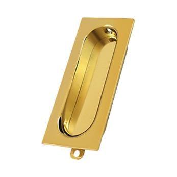 Rectangle Flush Pull  3 1/8" - PVD - Polished Brass - New York Hardware Online