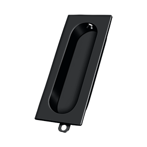 Rectangle Flush Pull w/ Oblong Cut Out by Deltana -  - Paint Black - New York Hardware