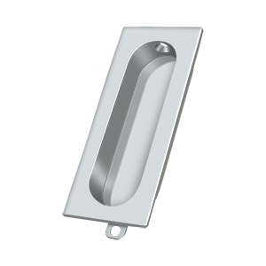 Rectangle Flush Pull w/ Oblong Cut Out by Deltana -  - Polished Chrome - New York Hardware