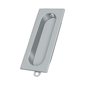 Rectangle Flush Pull w/ Oblong Cut Out by Deltana -  - Brushed Chrome - New York Hardware
