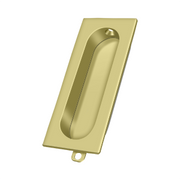 Rectangle Flush Pull w/ Oblong Cut Out by Deltana -  - Polished Brass - New York Hardware
