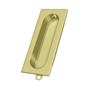 Rectangle Flush Pull w/ Oblong Cut Out by Deltana -  - Polished Brass - New York Hardware