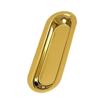 Oblong Flush Pull 3 1/2" - PVD - Polished Brass - New York Hardware Online