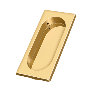 Large Rectangle Flush Pull w/ Oblong Cut Out by Deltana -  - PVD Polished Brass - New York Hardware