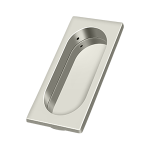 Large Rectangle Flush Pull w/ Oblong Cut Out by Deltana -  - Polished Nickel - New York Hardware