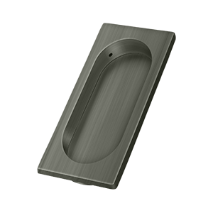 Large Rectangle Flush Pull w/ Oblong Cut Out by Deltana -  - Antique Nickel - New York Hardware