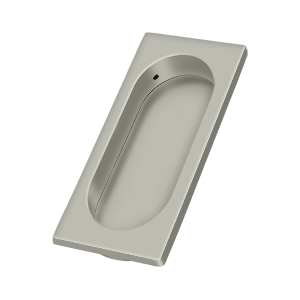 Large Rectangle Flush Pull w/ Oblong Cut Out by Deltana -  - Brushed Nickel - New York Hardware
