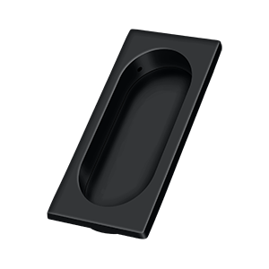 Large Rectangle Flush Pull w/ Oblong Cut Out by Deltana -  - Paint Black - New York Hardware