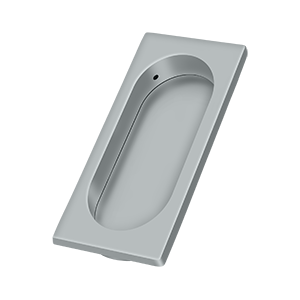 Large Rectangle Flush Pull w/ Oblong Cut Out by Deltana -  - Brushed Chrome - New York Hardware