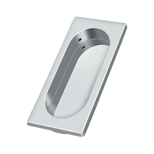 Large Rectangle Flush Pull w/ Oblong Cut Out by Deltana -  - Polished Chrome - New York Hardware