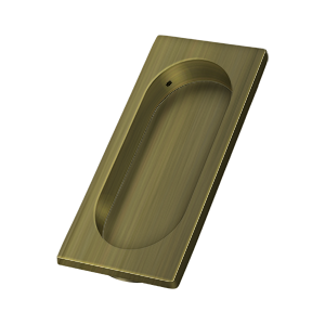 Large Rectangle Flush Pull w/ Oblong Cut Out by Deltana -  - Antique Brass - New York Hardware