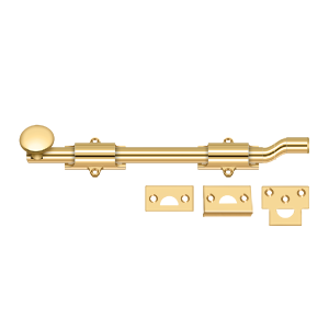 Bolts Surface w/ Off-Set HD Bolt by Deltana - 10" - PVD Polished Brass - New York Hardware