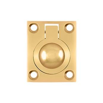 Flush Ring Pull, 1 3/4" - PVD - Polished Brass - New York Hardware Online