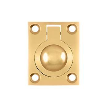 Flush Ring Pull, 1 3/4" - PVD - Polished Brass - New York Hardware Online