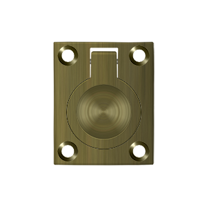 Flush Ring Pull by Deltana - 1-3/4" x 1-3/8" - Antique Brass - New York Hardware
