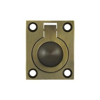 Flush Ring Pull, 1 3/4" - Antique Brass - New York Hardware Online