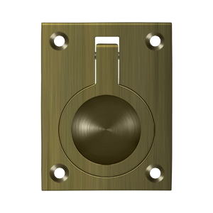 Flush Ring Pull by Deltana - 2-1/2" x 1-7/8" - Antique Brass - New York Hardware