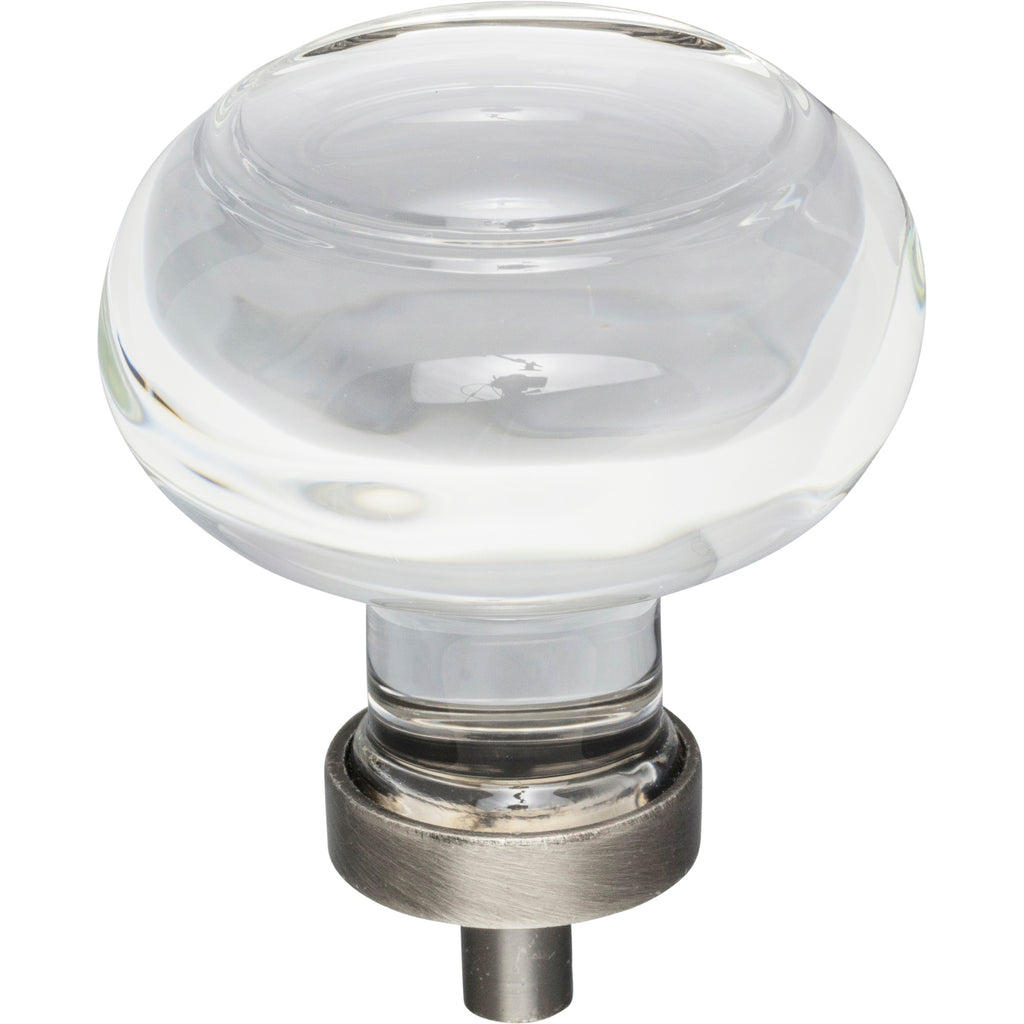 Button Glass Harlow Cabinet Knob by Jeffrey Alexander - Brushed Pewter