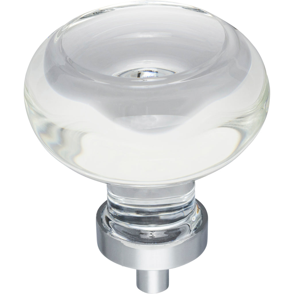 Button Glass Harlow Cabinet Knob by Jeffrey Alexander - Polished Chrome