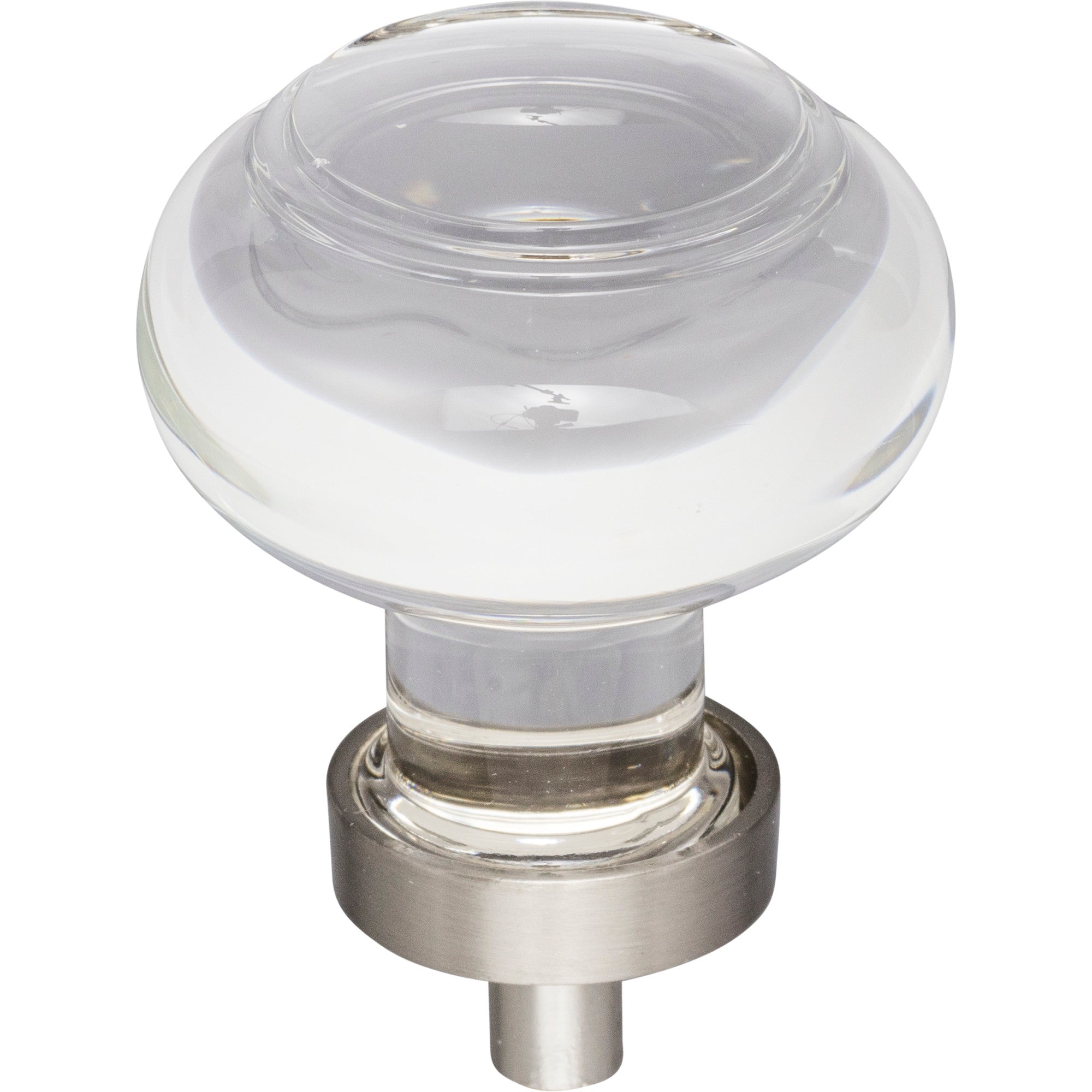 Button Glass Harlow Cabinet Knob by Jeffrey Alexander - Satin Nickel