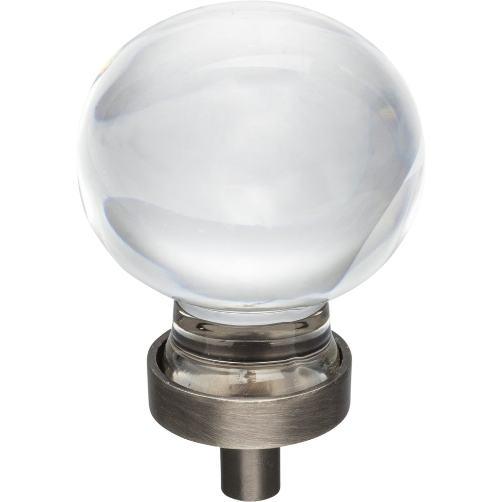 Sphere Glass Harlow Cabinet Knob by Jeffrey Alexander - Brushed Pewter