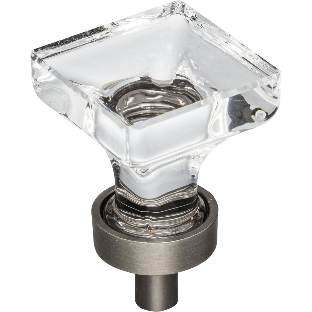 Square Glass Harlow Cabinet Knob by Jeffrey Alexander - Brushed Pewter
