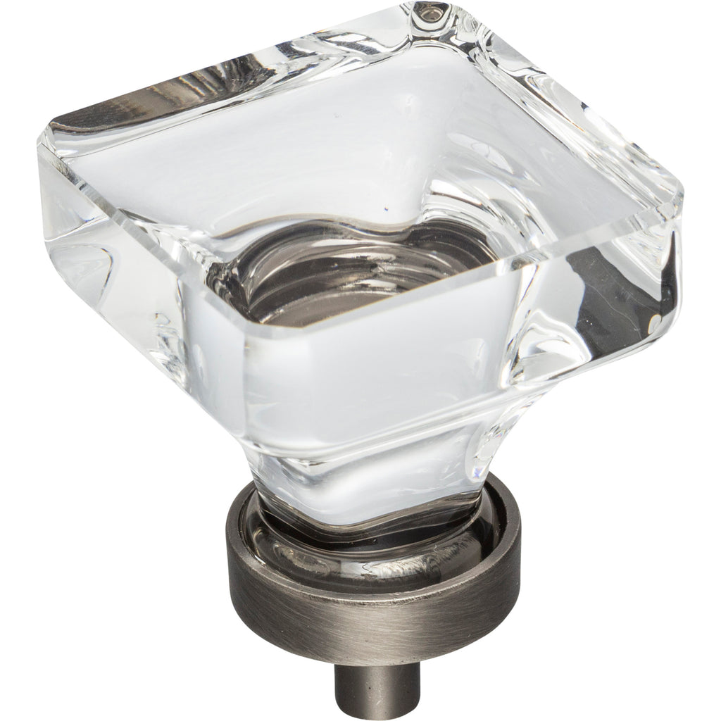 Square Glass Harlow Cabinet Knob by Jeffrey Alexander - Brushed Pewter