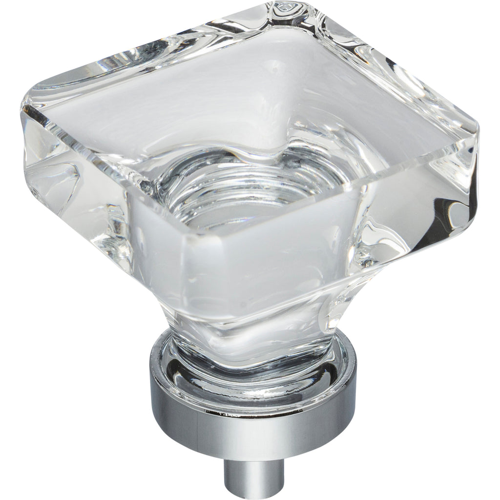 Square Glass Harlow Cabinet Knob by Jeffrey Alexander - Polished Chrome