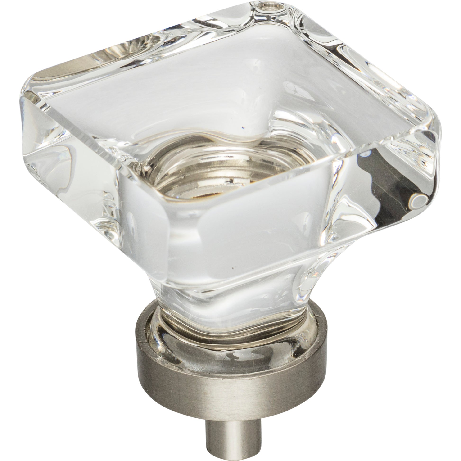Square Glass Harlow Cabinet Knob by Jeffrey Alexander - Satin Nickel