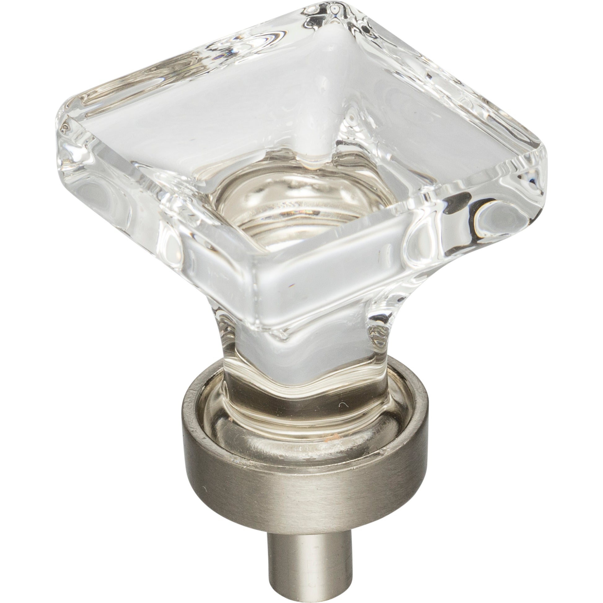Square Glass Harlow Cabinet Knob by Jeffrey Alexander - Satin Nickel