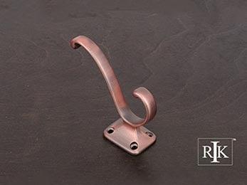Plain Coat & Hat Hook 4 1/4" (108mm) - Distressed Copper - New York Hardware Online