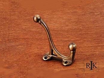 Double Base Coat & Hat Hook 3 7/8" (98mm) - Antique English - New York Hardware Online