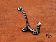 Double Base Coat & Hat Hook 3 7/8" (98mm) - Distressed Nickel - New York Hardware Online