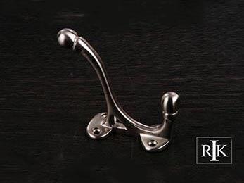 Double Base Coat & Hat Hook 3 7/8" (98mm) - Pewter - New York Hardware Online