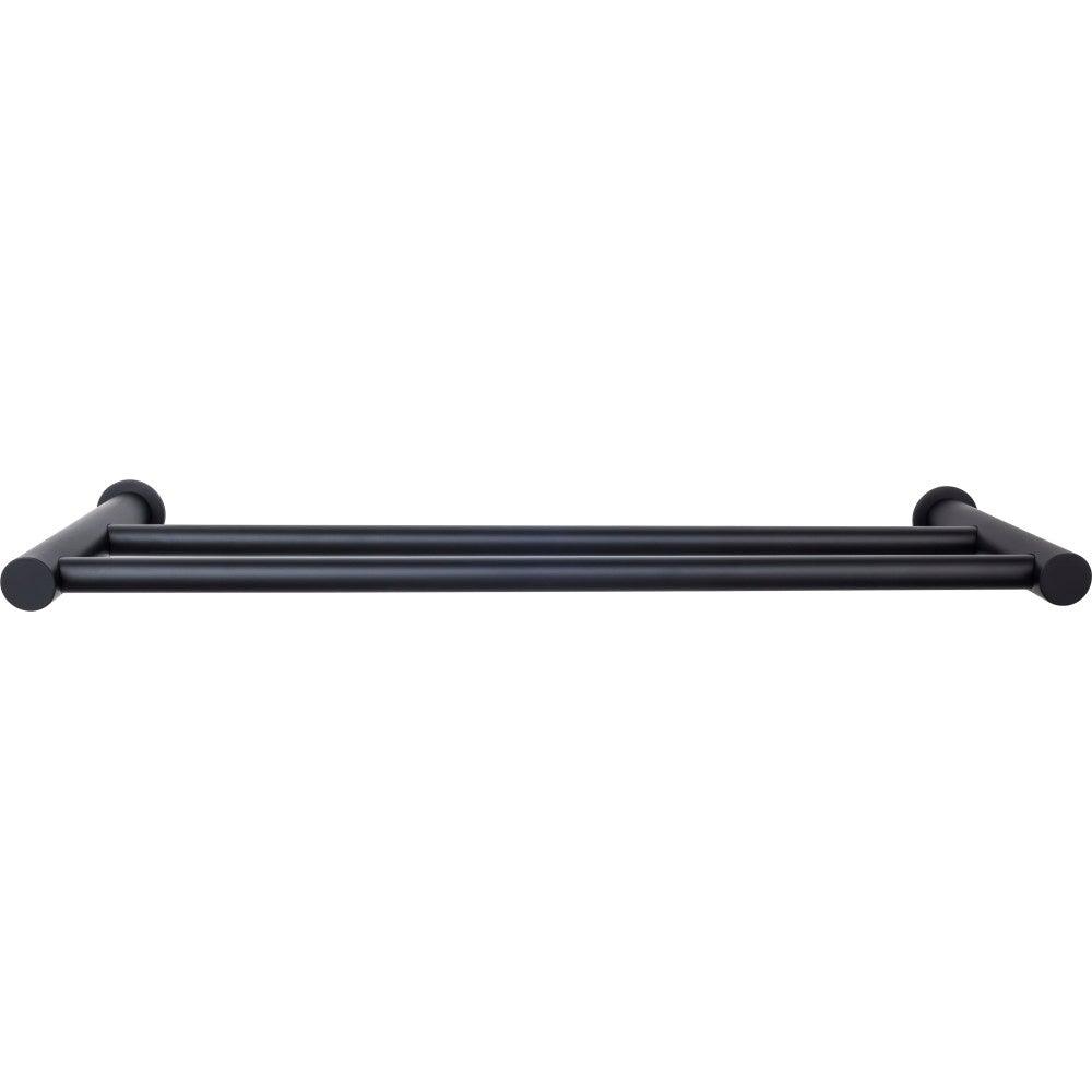 Hopewell Bath 24" Double Towel Rod - Flat Black - New York Hardware