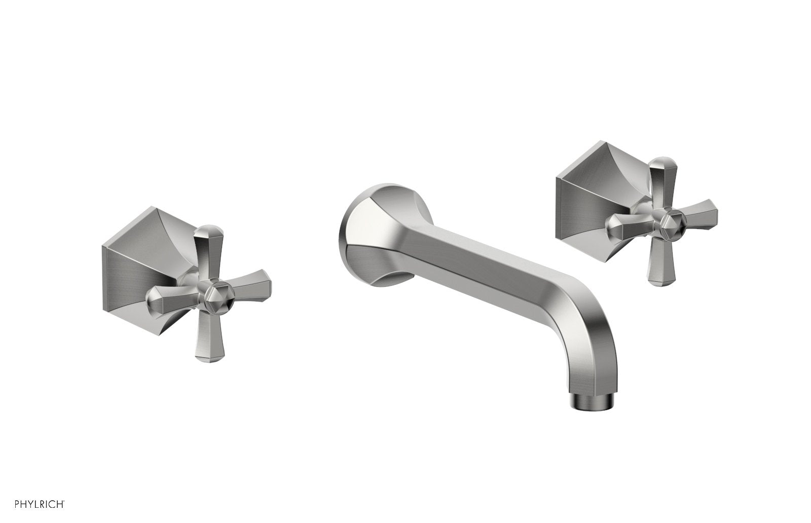 1-1/8" - Satin Chrome - LE VERRE & LA CROSSE Wall Tub Set - Cross Handles  by Phylrich - New York Hardware