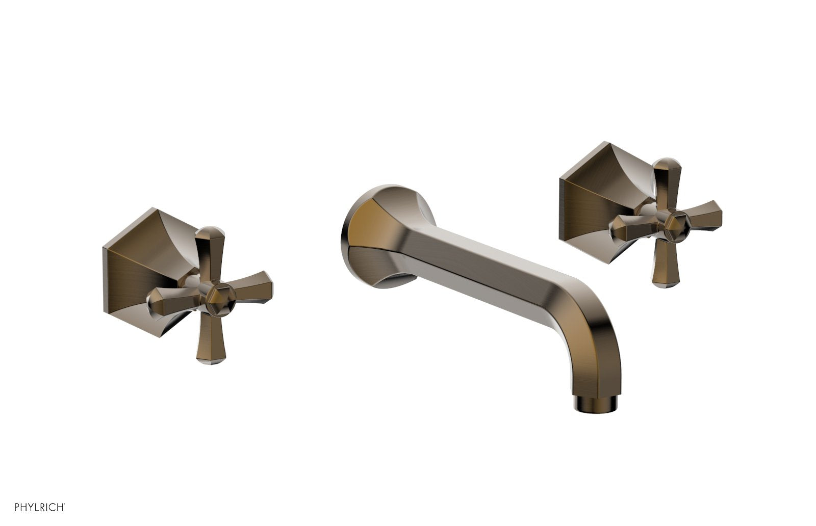 1-1/8" - Antique Brass - LE VERRE & LA CROSSE Wall Tub Set - Cross Handles  by Phylrich - New York Hardware